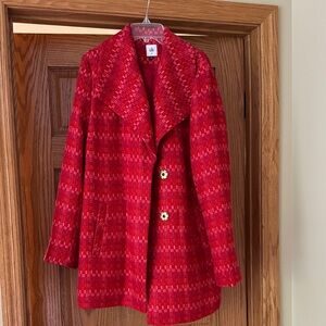 CAbi Red Textured Pea Coat